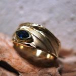 DL Ring Gelbgold blauer Saphir - Navette